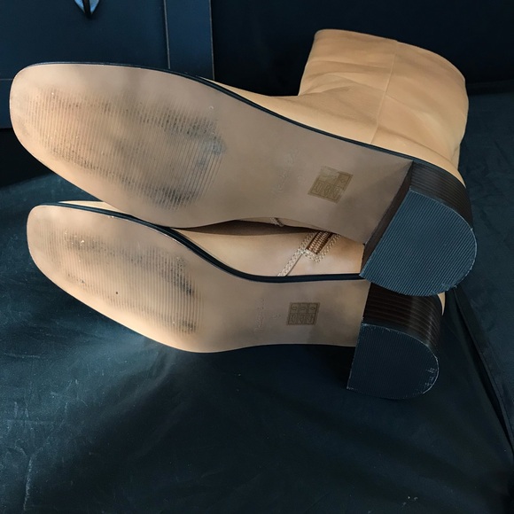 Tan Two-Tone Monterey Block Heel Tall Boots - Women’s 9 - Picture 4 of 9